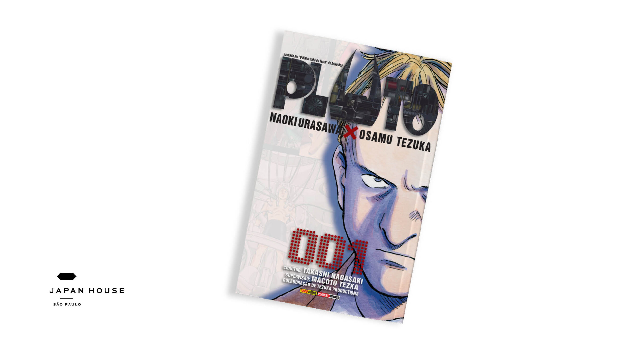 Capa do mangá Pluto, de Naoki Urasawa, em fundo branco.