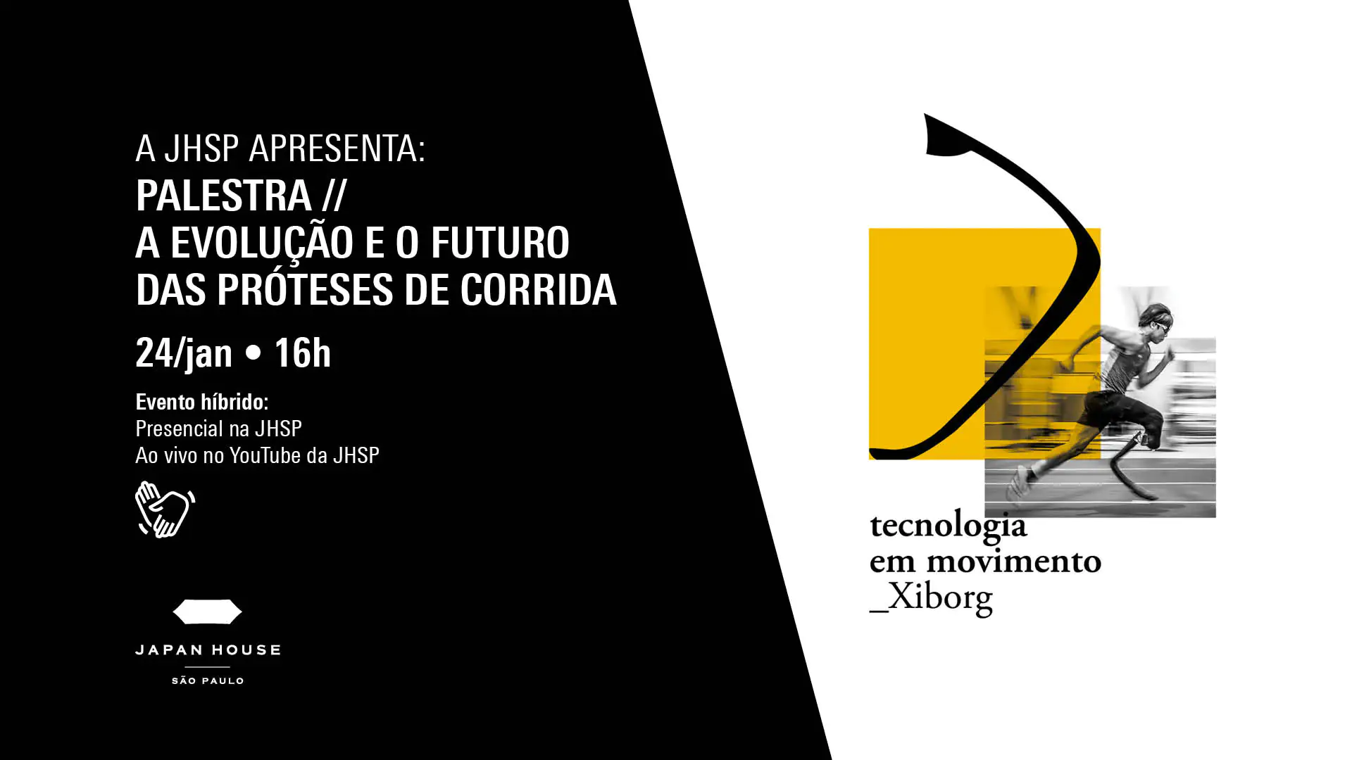 Palestra // A Evolução e o Futuro das Próteses de Corrida, 24 de janeiro, às 16h. Evento híbrido:  presencial na JHSP | ao vivo no YouTube da JHSP.